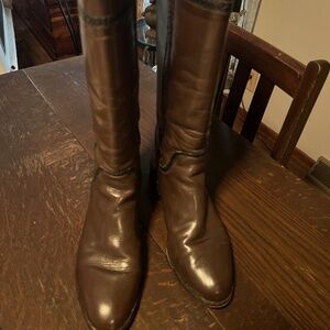 Brighton Women's Brown w/ Black Braid Trim Riding Boots - Size 8.5
